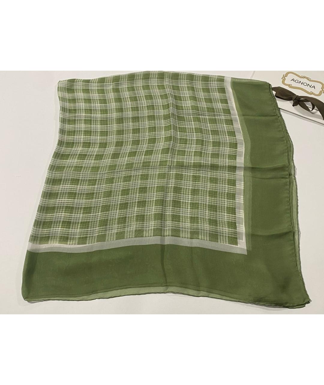 AGNONA Зеленый шелковый платок, фото 5