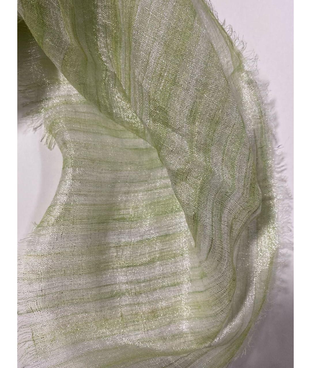 AGNONA Зеленый льняной платок, фото 4
