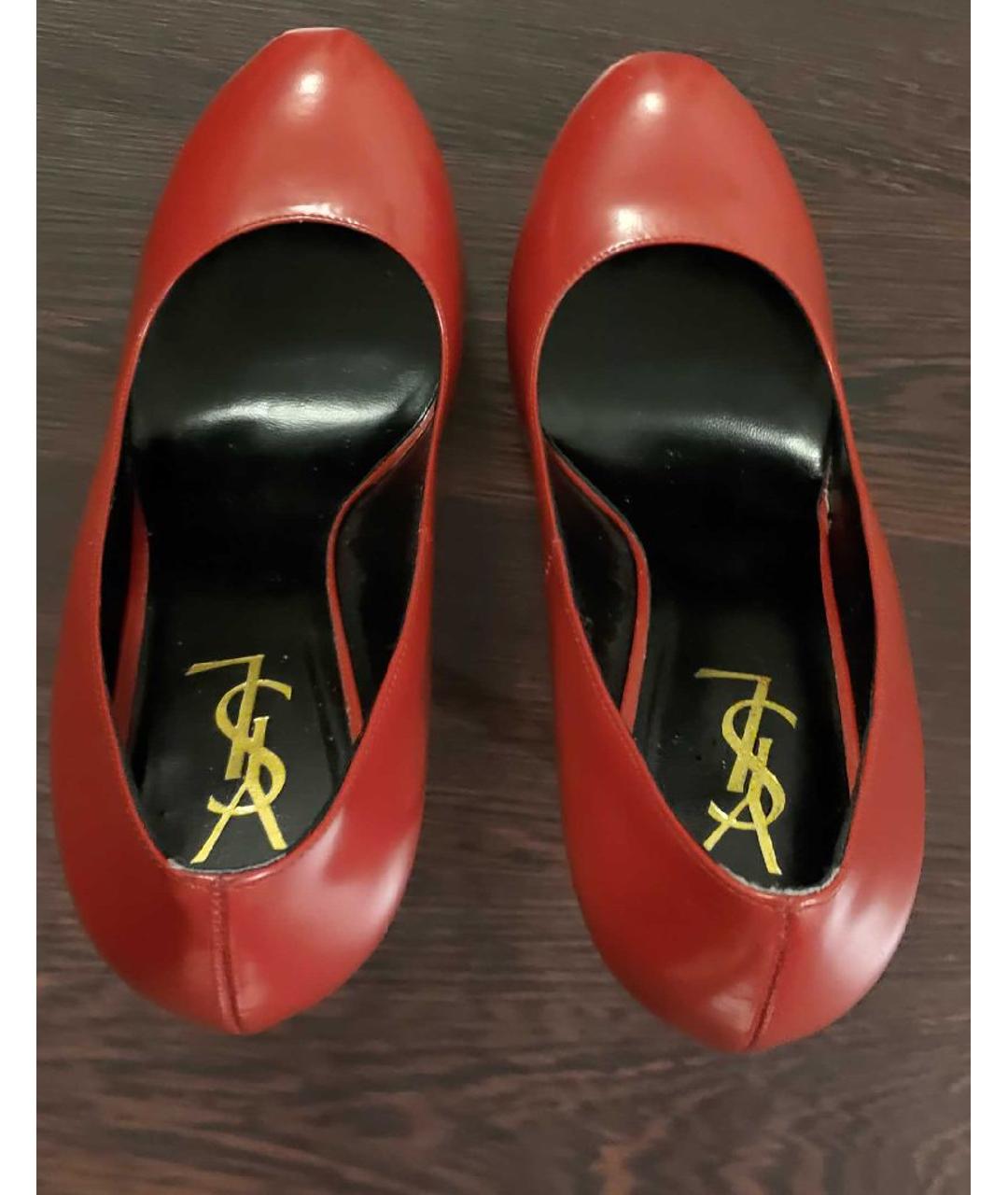 SAINT LAURENT Красные кожаные туфли, фото 3