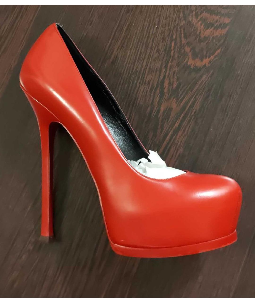 SAINT LAURENT Красные кожаные туфли, фото 5