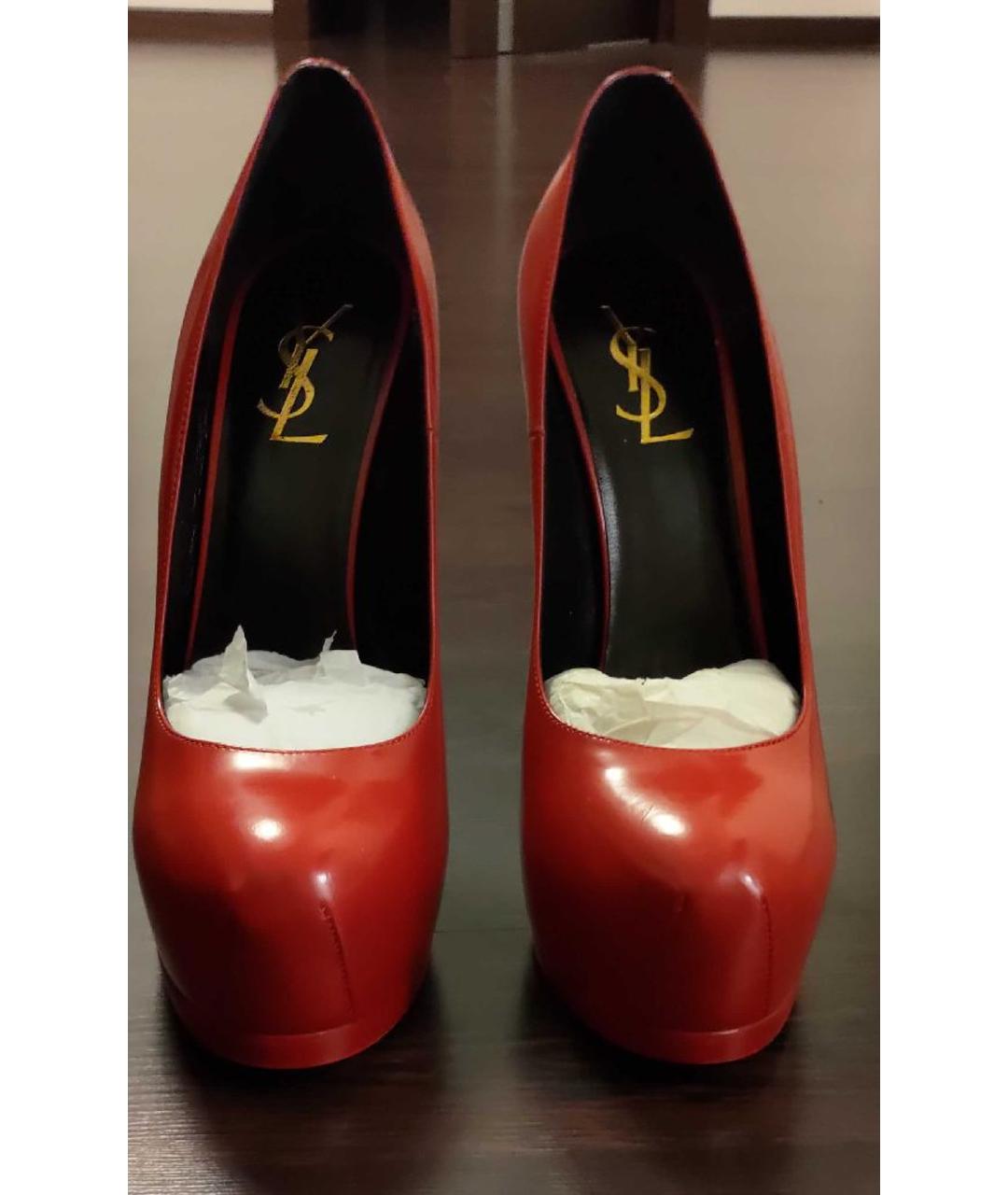 SAINT LAURENT Красные кожаные туфли, фото 2