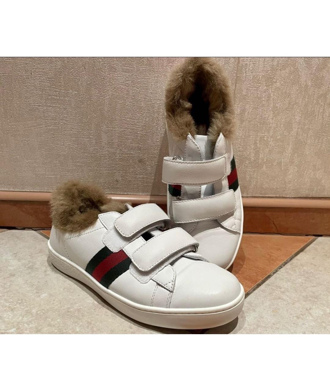 GUCCI KIDS Белые кожаные кеды, фото 3