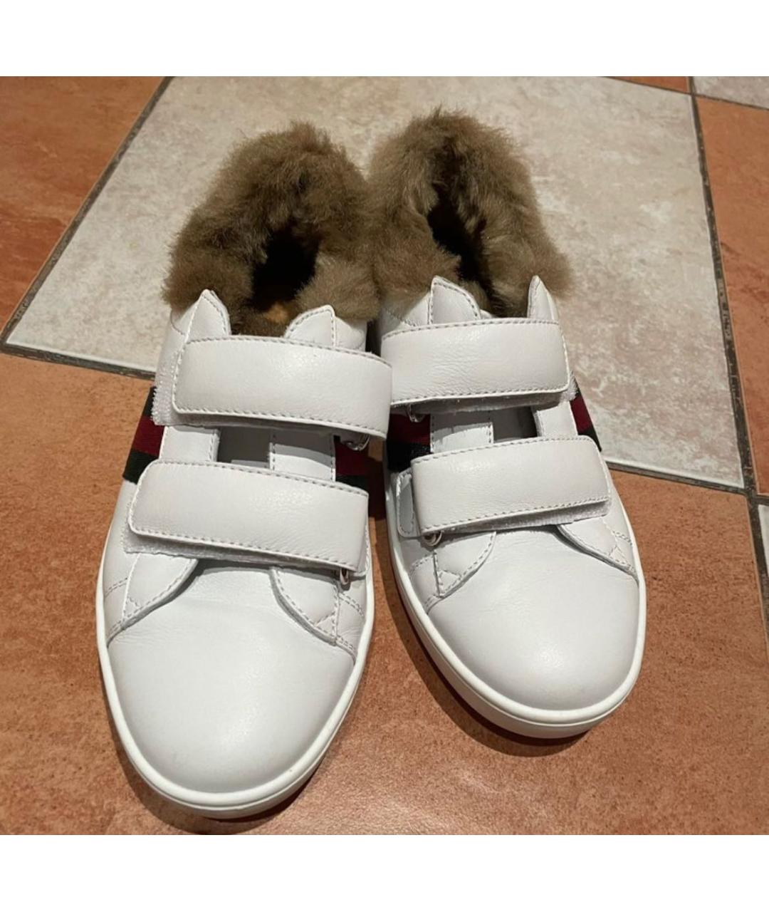 GUCCI KIDS Белые кожаные кеды, фото 2