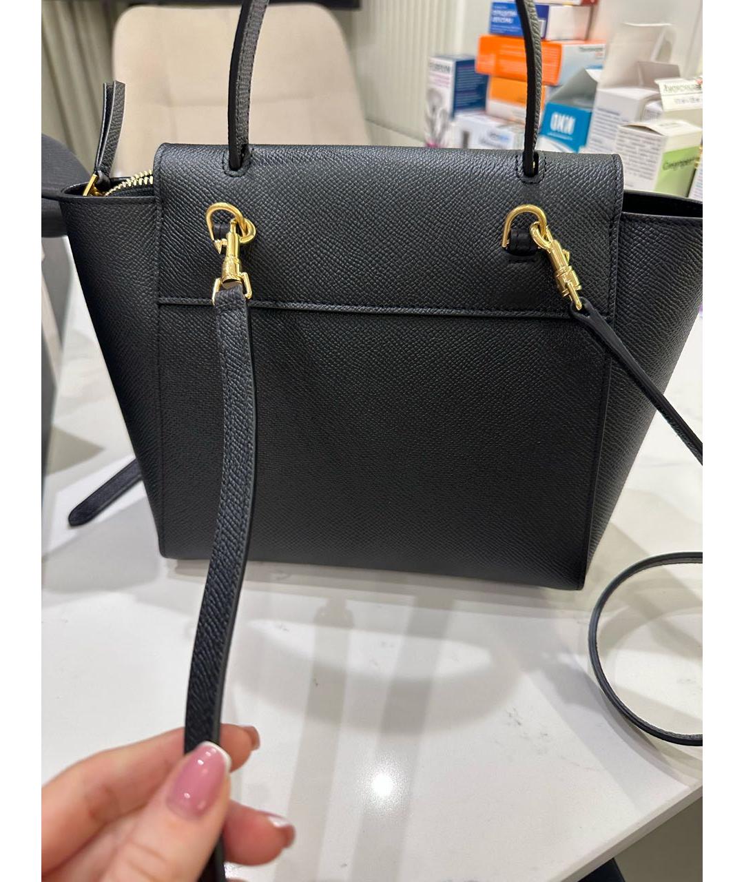 CELINE Черная кожаная сумка тоут, фото 2