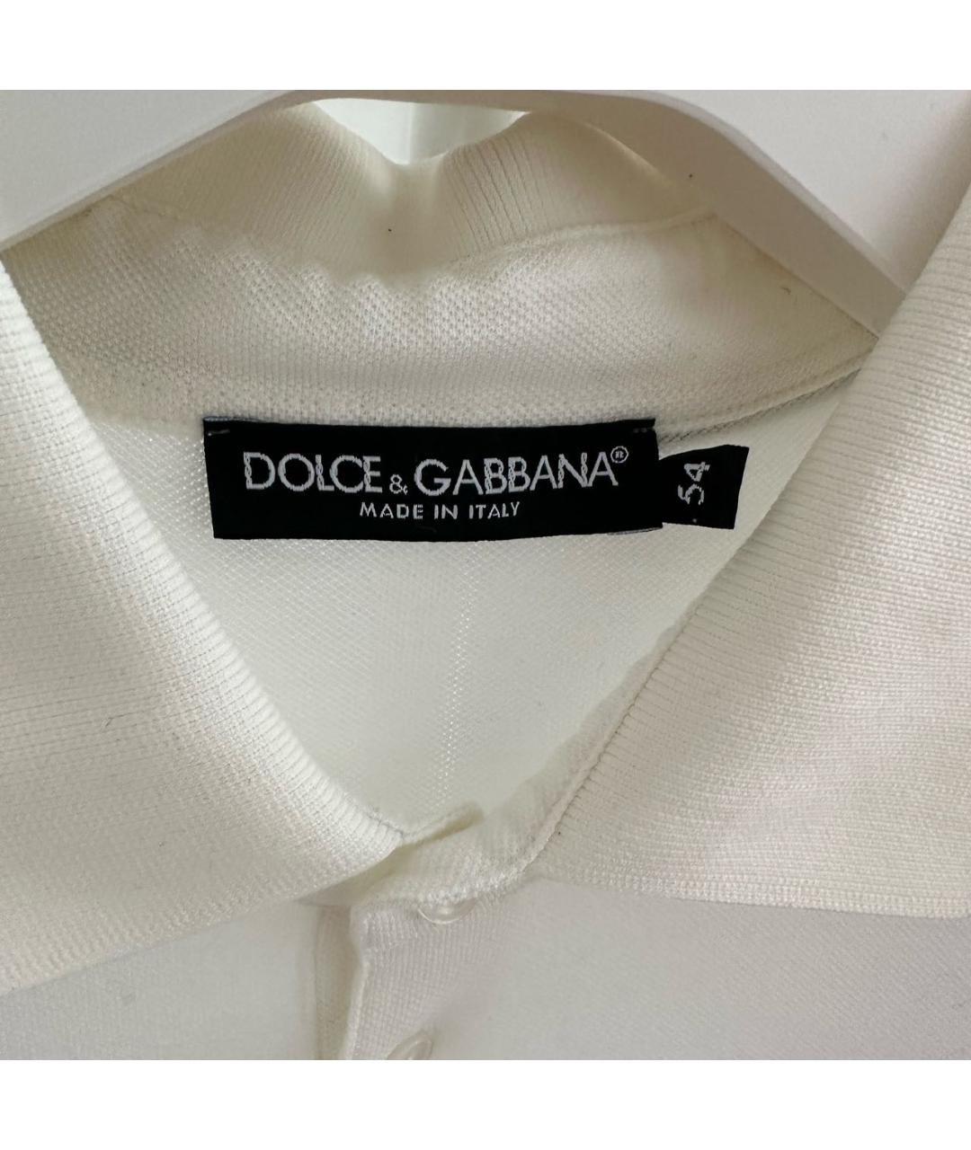 DOLCE&GABBANA Белое хлопковое поло с коротким рукавом, фото 3