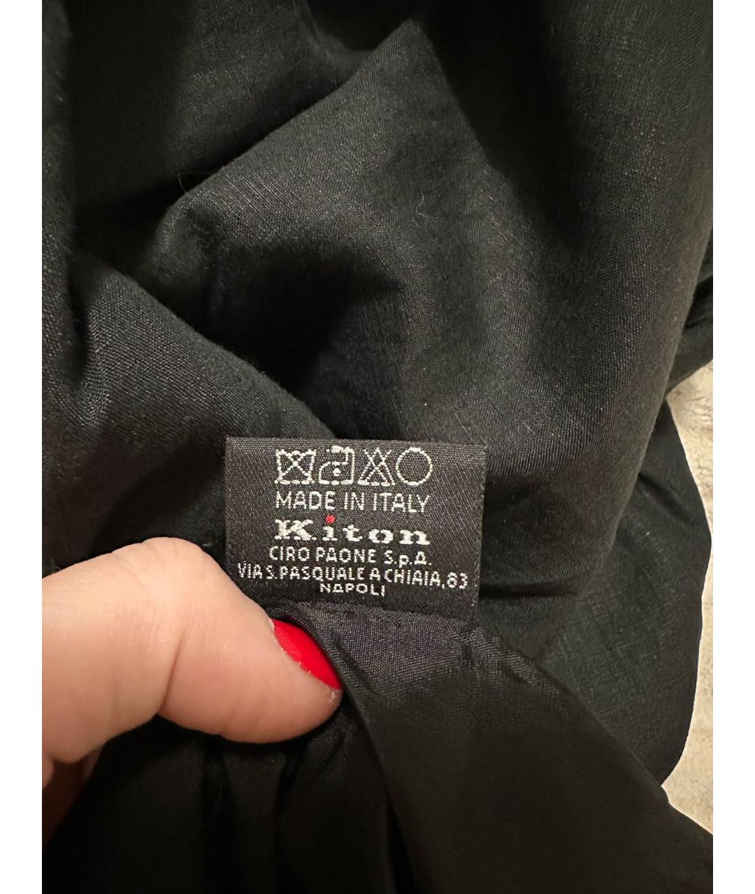 KITON Черная льняная юбка макси, фото 5