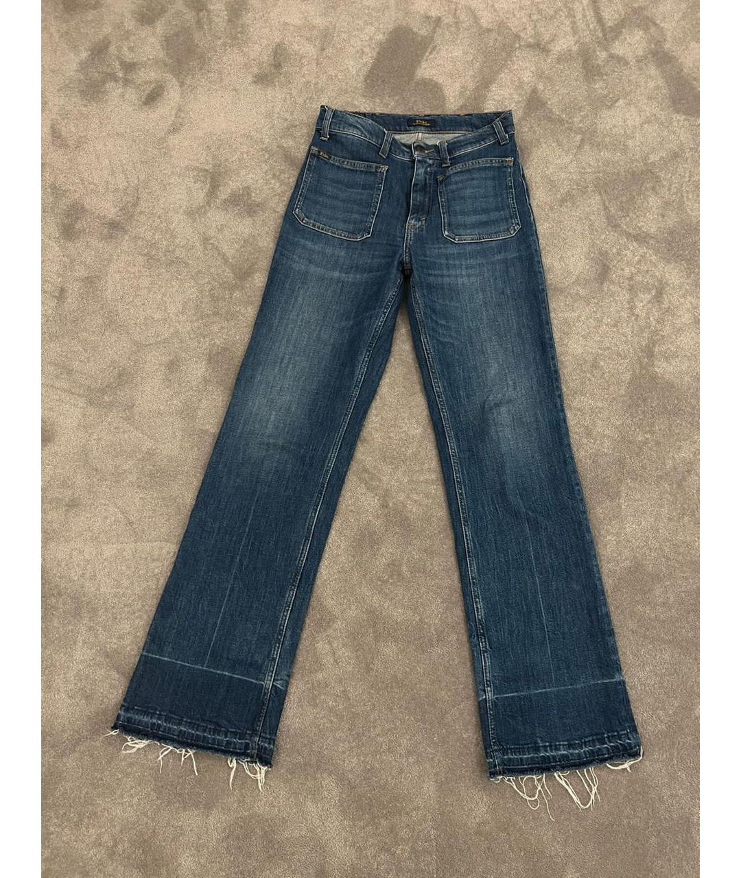 POLO RALPH LAUREN Синие хлопковые прямые джинсы, фото 3