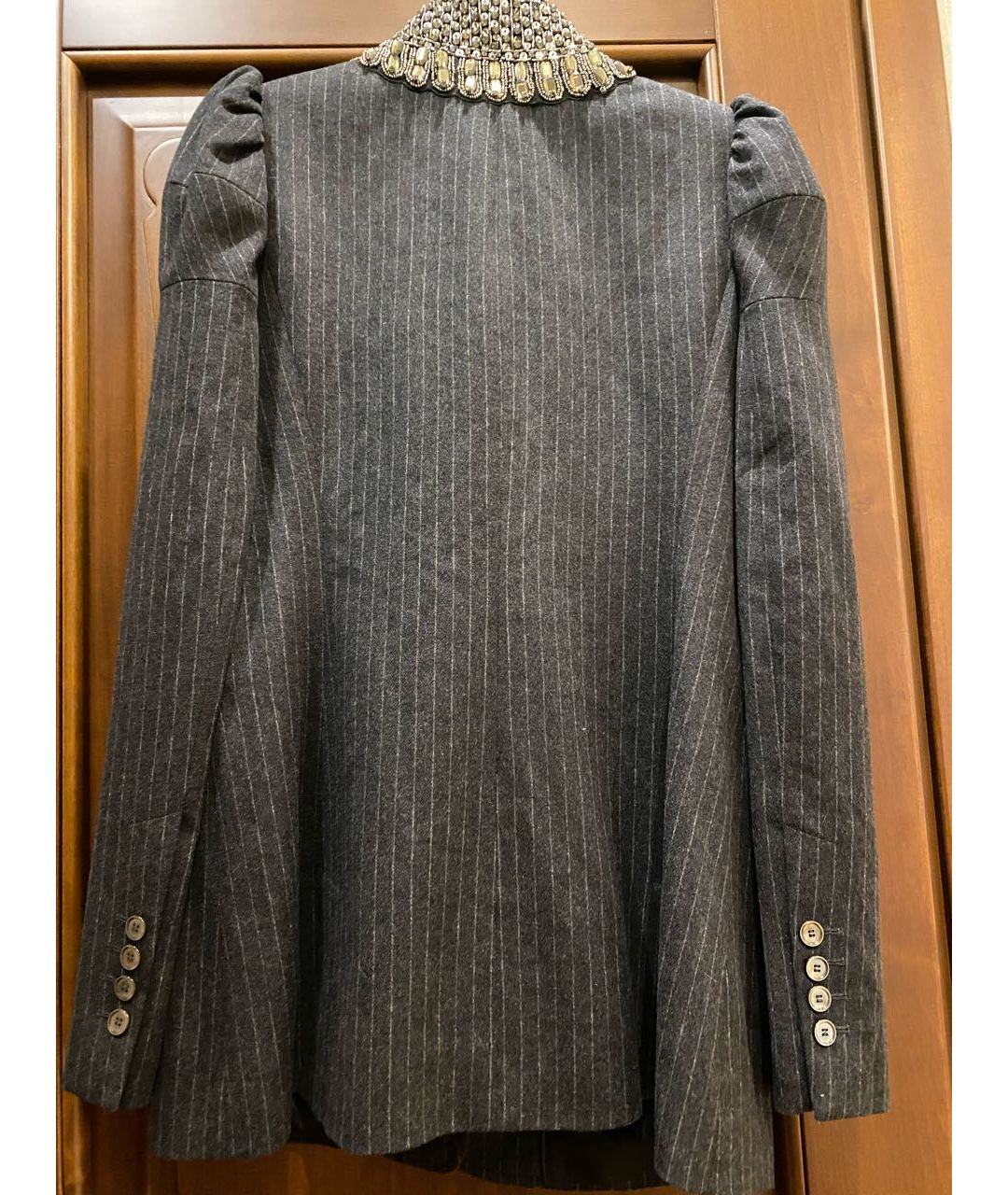 ERMANNO SCERVINO Антрацитовый шерстяной жакет/пиджак, фото 2