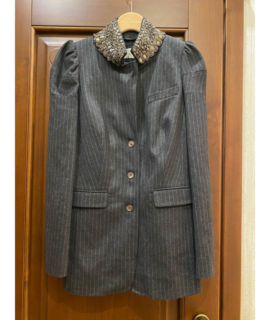 ERMANNO SCERVINO Антрацитовый шерстяной жакет/пиджак, фото 7