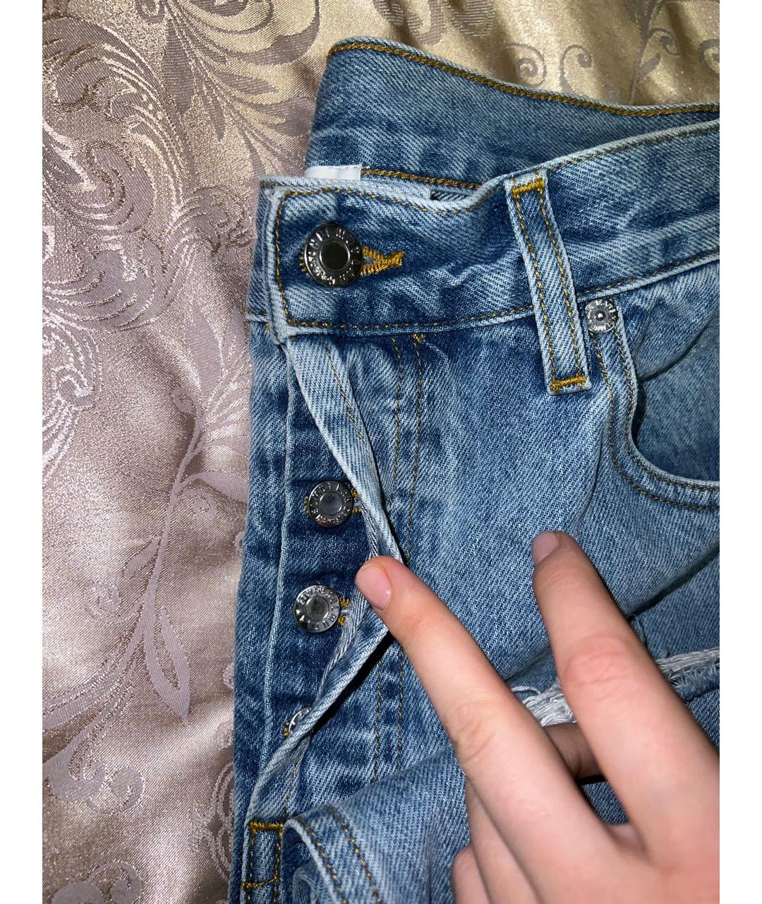 HELMUT LANG Голубые хлопковые прямые джинсы, фото 4