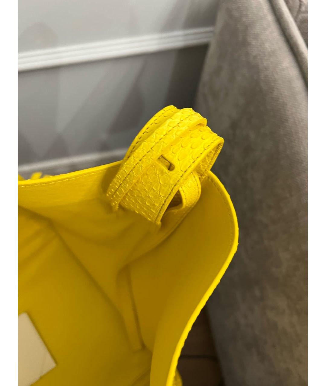 CELINE PRE-OWNED Желтая сумка с короткими ручками из экзотической кожи, фото 7