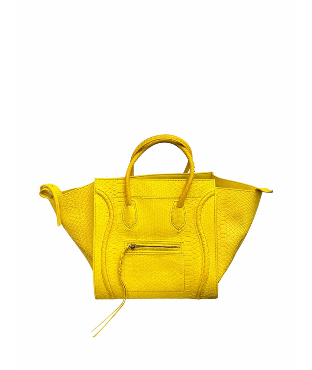 CELINE PRE-OWNED Желтая сумка с короткими ручками из экзотической кожи, фото 1