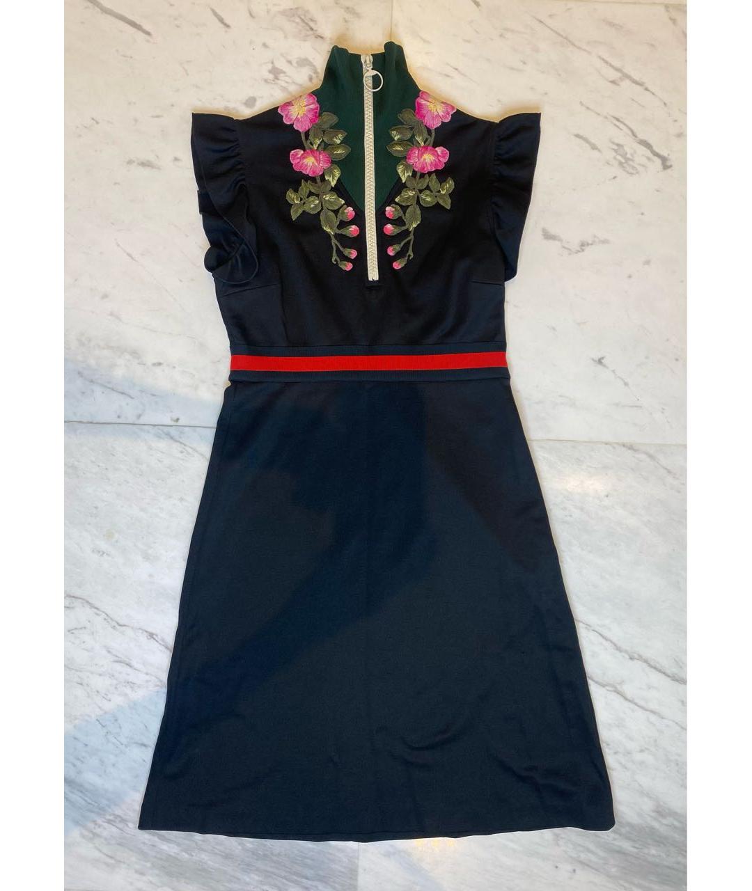 GUCCI Черное хлопко-эластановое повседневное платье, фото 8