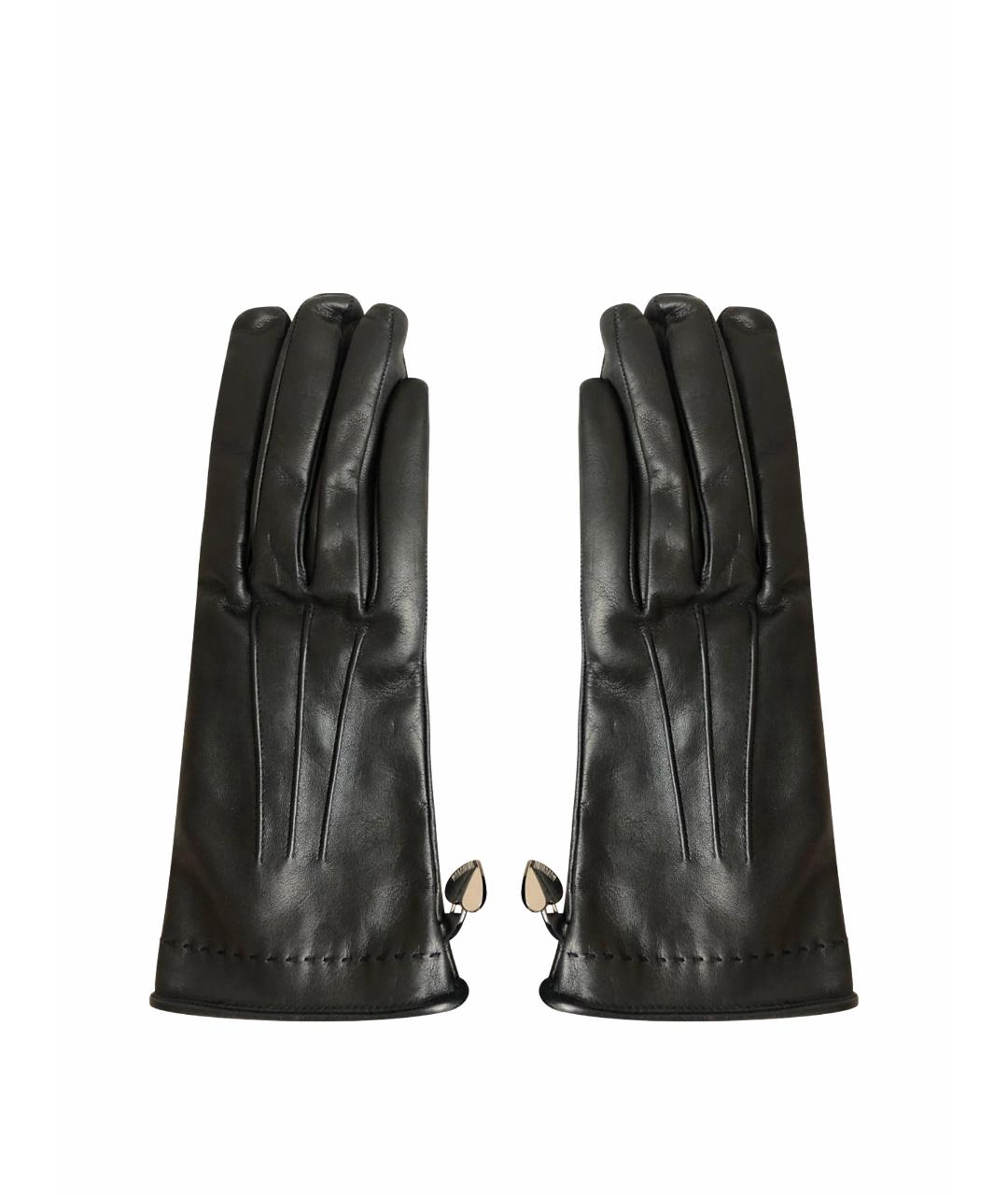 MOSCHINO Черные кожаные перчатки, фото 1