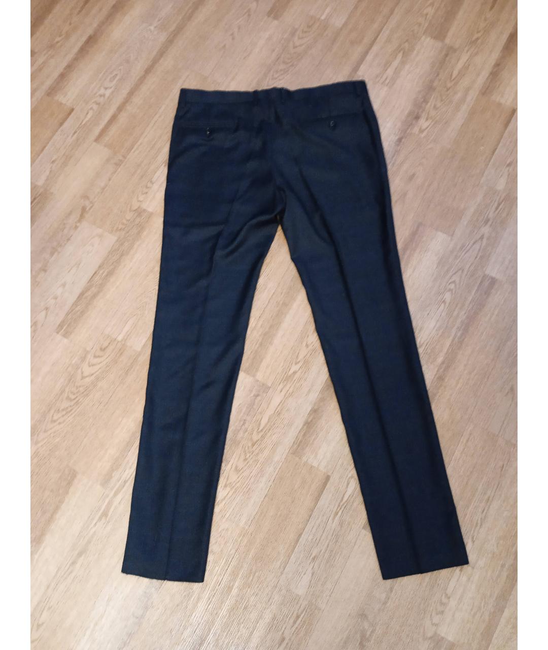 SAINT LAURENT Темно-синие шерстяные классические брюки, фото 2