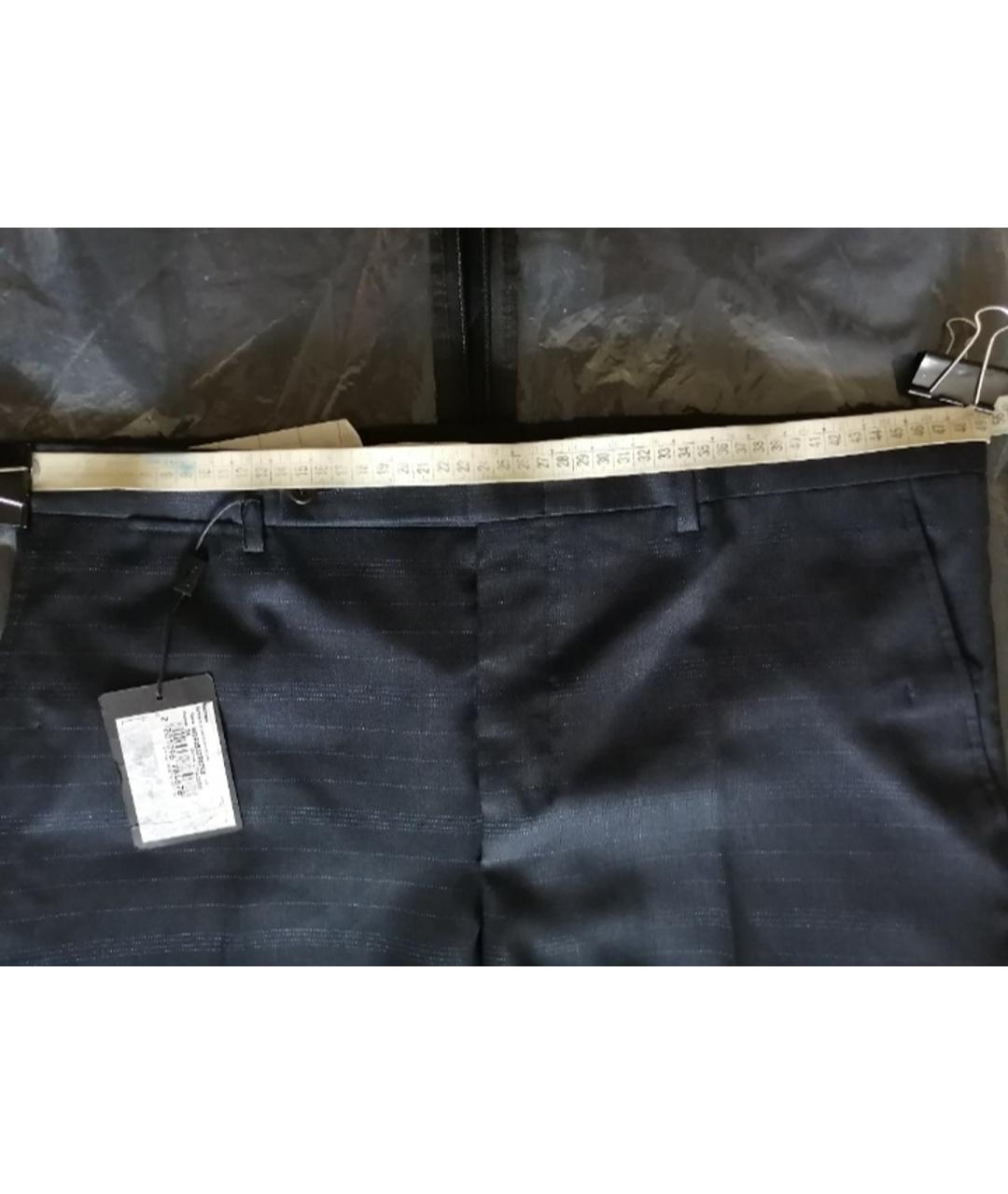 SAINT LAURENT Темно-синие шерстяные классические брюки, фото 8