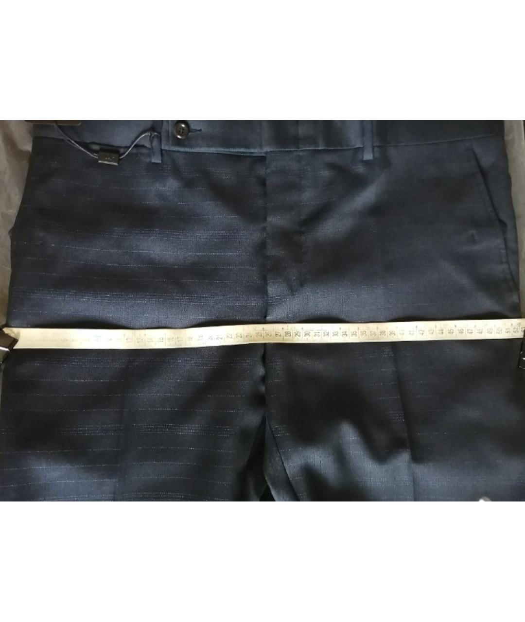 SAINT LAURENT Темно-синие шерстяные классические брюки, фото 4