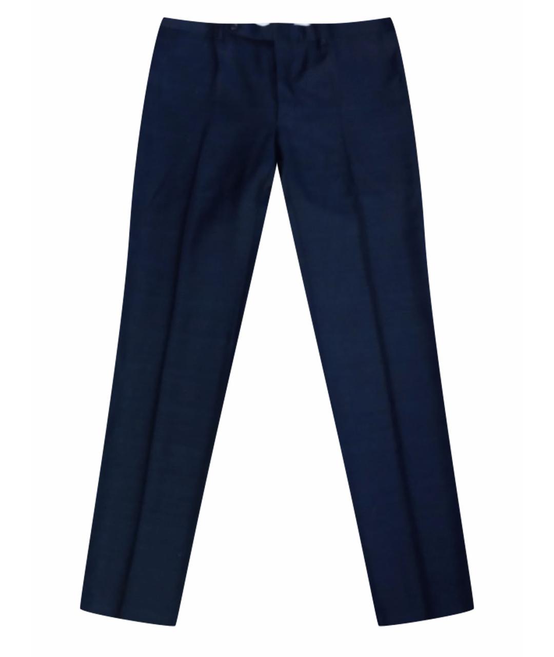 SAINT LAURENT Темно-синие шерстяные классические брюки, фото 1