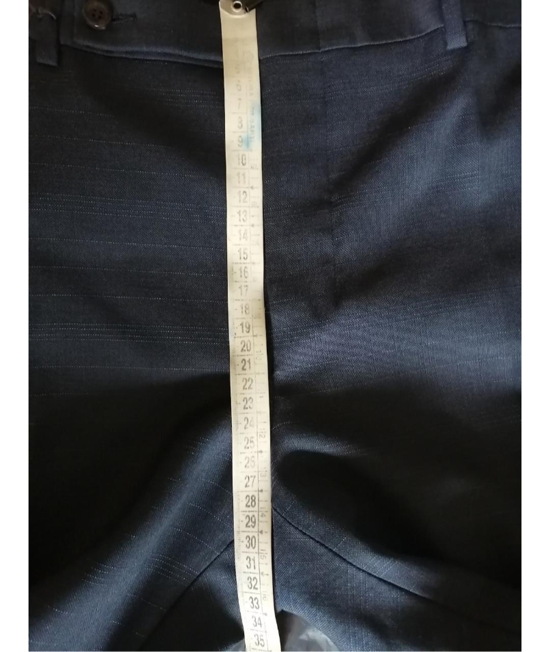 SAINT LAURENT Темно-синие шерстяные классические брюки, фото 7