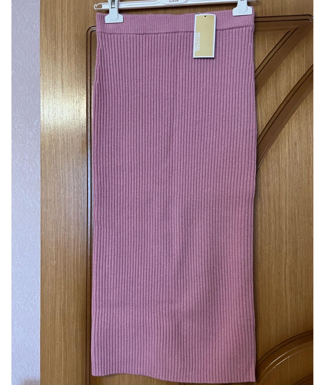 MICHAEL KORS Розовая шерстяная юбка миди, фото 5