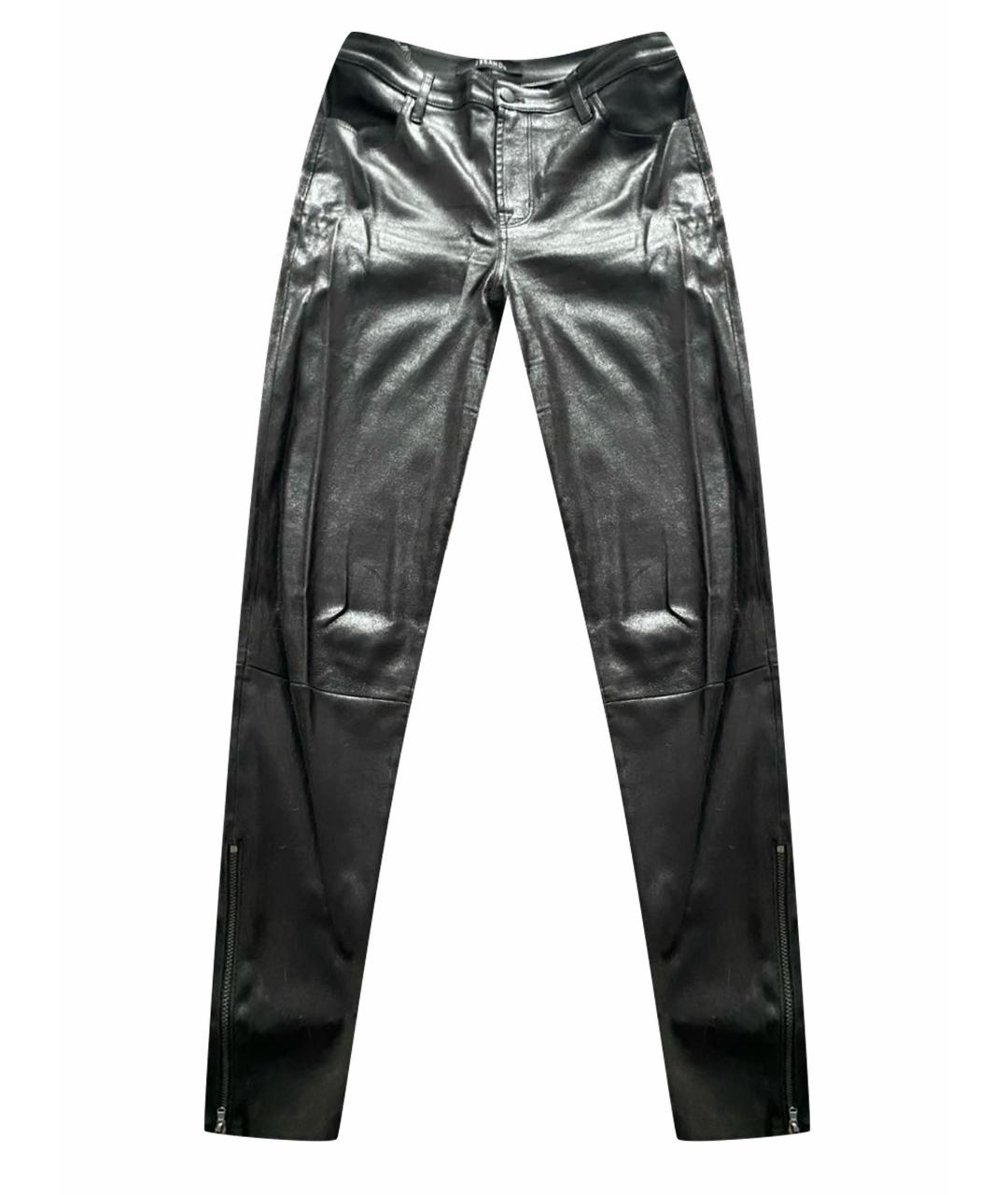 JBRAND Черные кожаные брюки узкие, фото 1