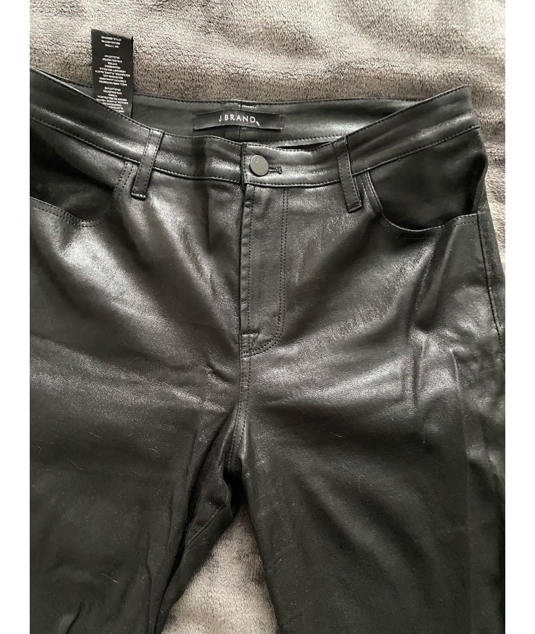 JBRAND Черные кожаные брюки узкие, фото 3