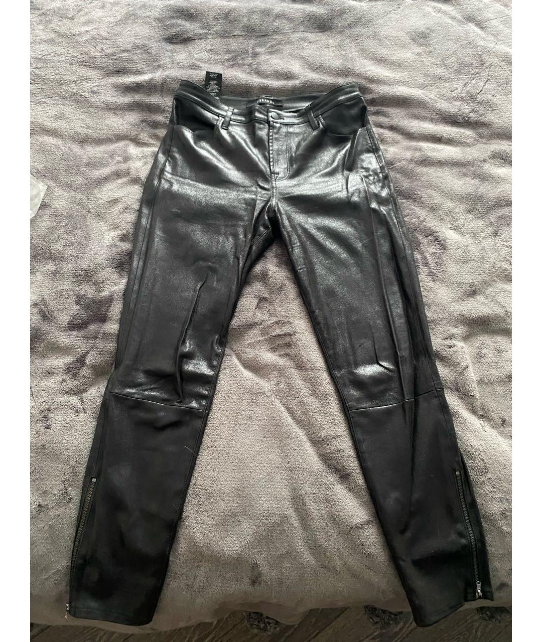 JBRAND Черные кожаные брюки узкие, фото 6