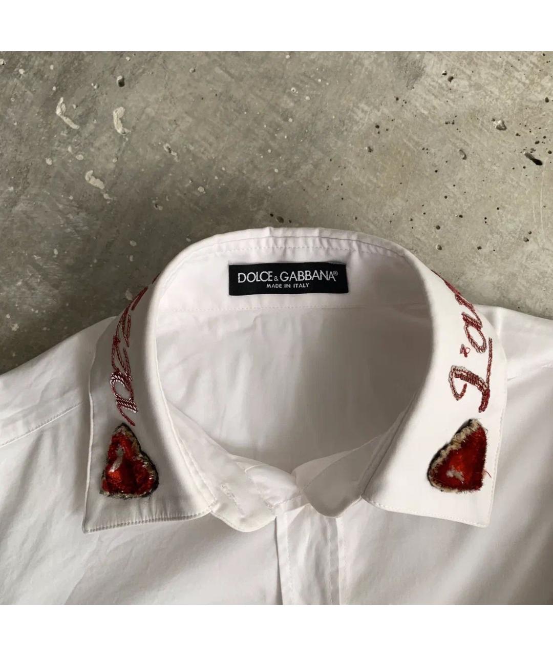 DOLCE&GABBANA Белая хлопко-эластановая рубашка, фото 6