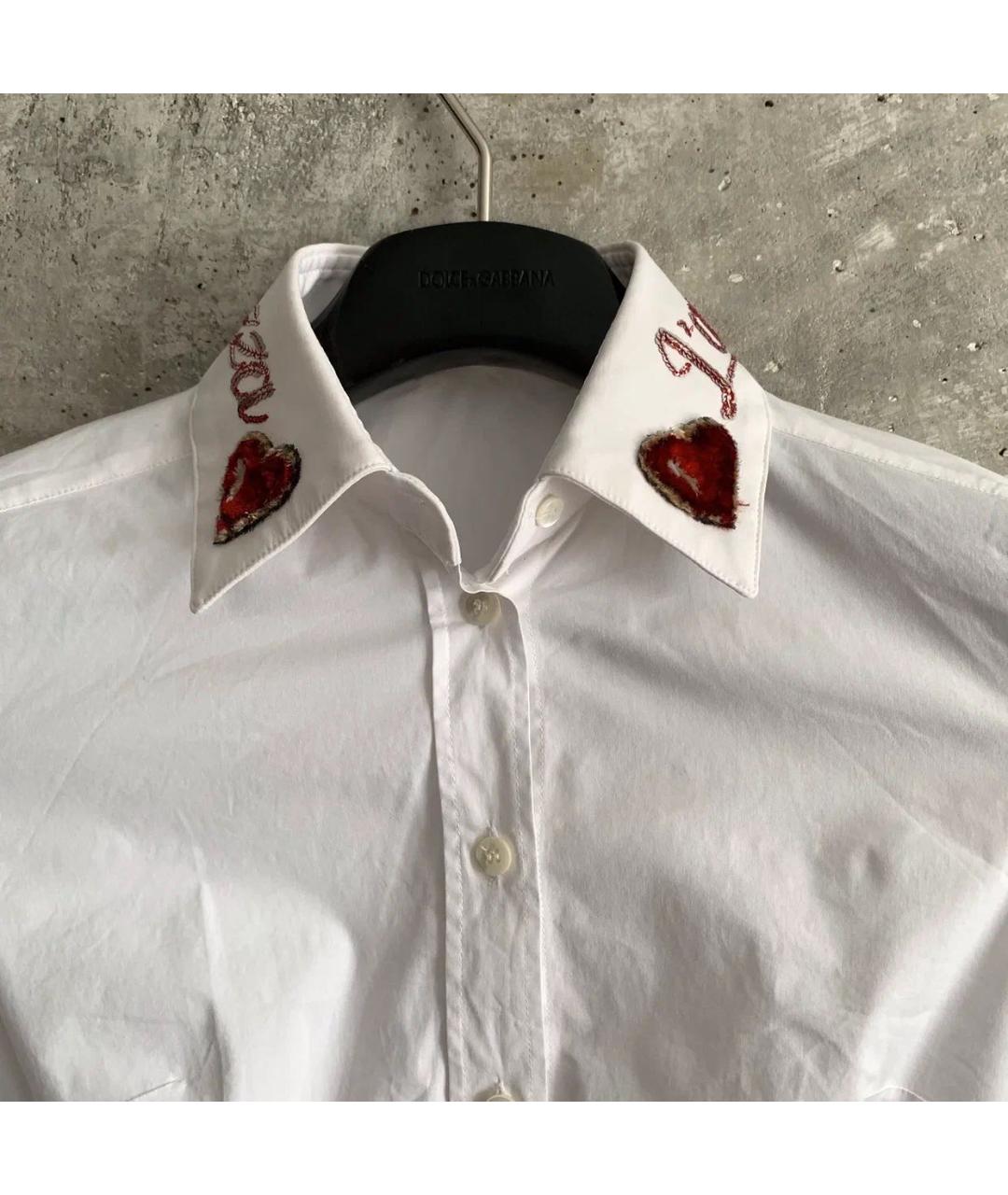 DOLCE&GABBANA Белая хлопко-эластановая рубашка, фото 3