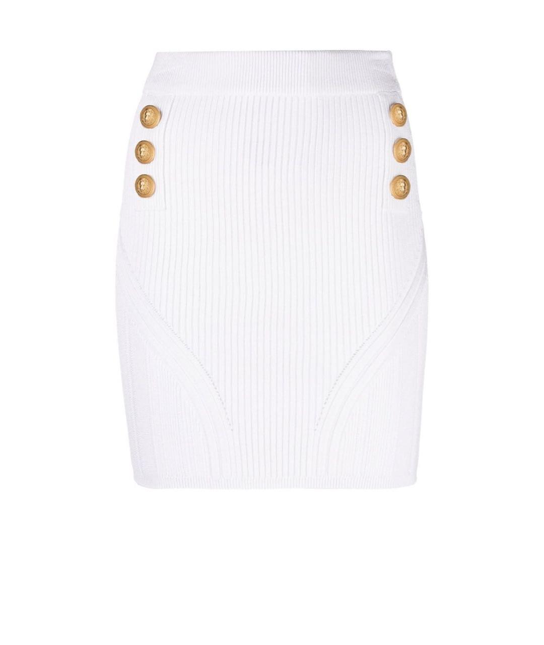 BALMAIN Белая вискозная юбка мини, фото 1