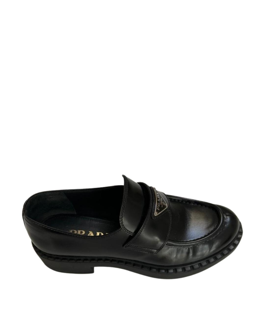 PRADA Черные кожаные лоферы, фото 1