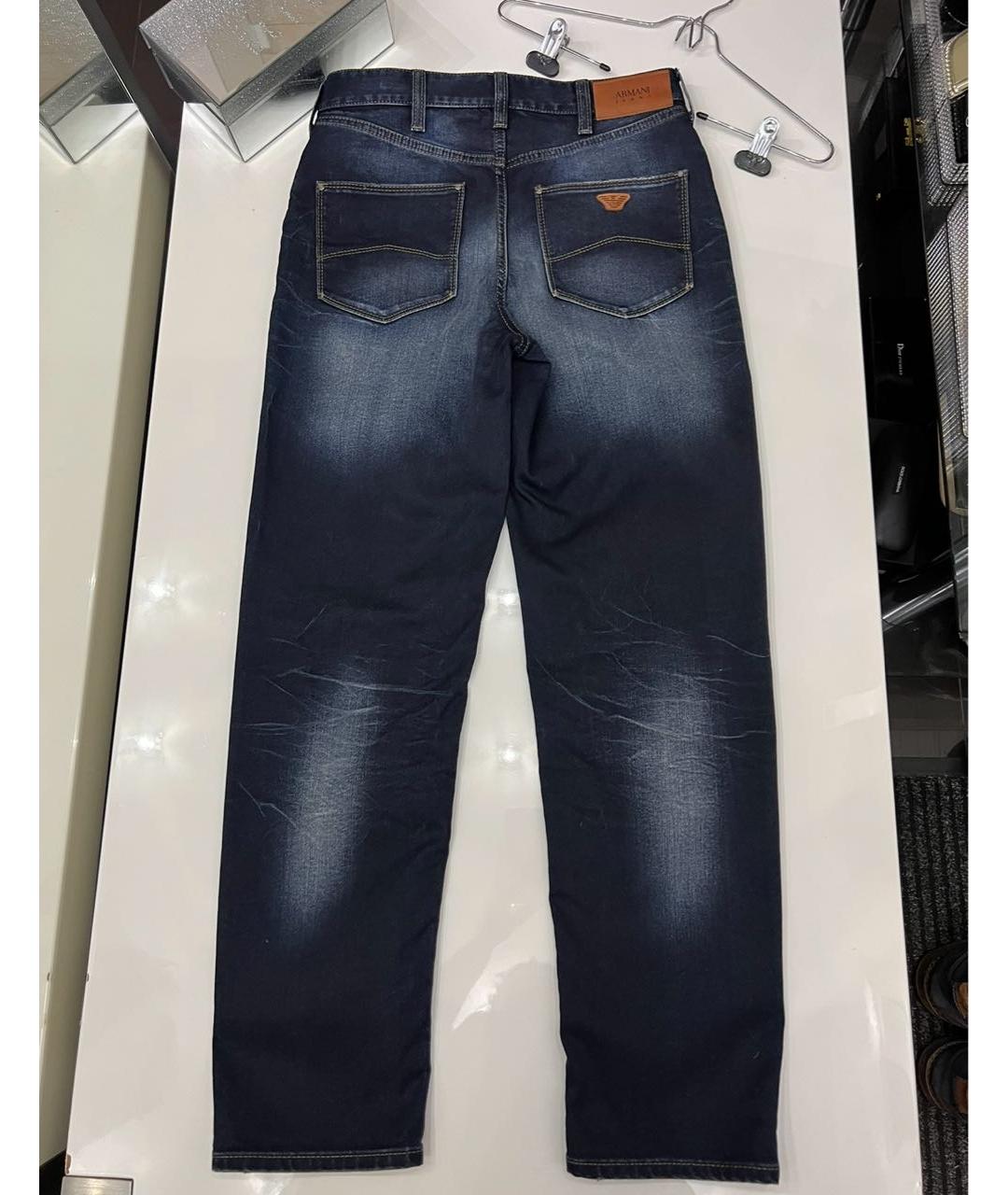 ARMANI JEANS Темно-синие хлопко-эластановые прямые джинсы, фото 2