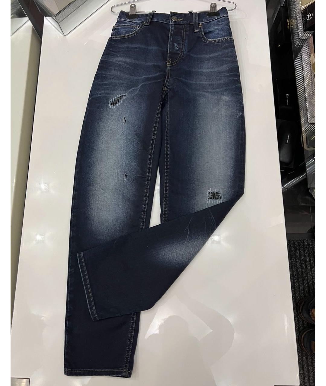 ARMANI JEANS Темно-синие хлопко-эластановые прямые джинсы, фото 3