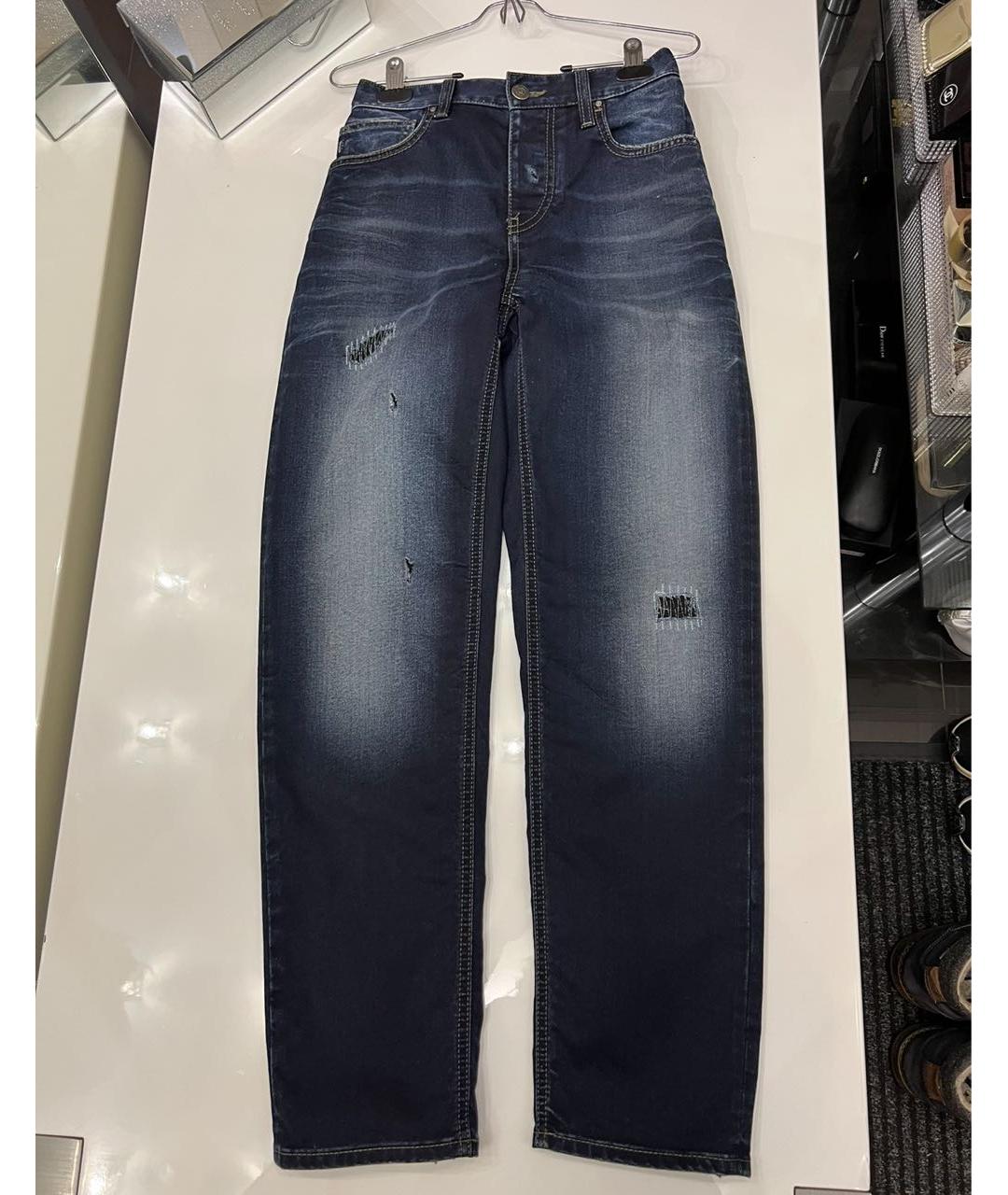 ARMANI JEANS Темно-синие хлопко-эластановые прямые джинсы, фото 9