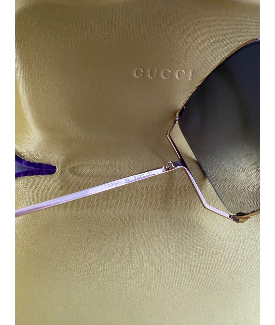 GUCCI Коричневые металлические солнцезащитные очки, фото 8