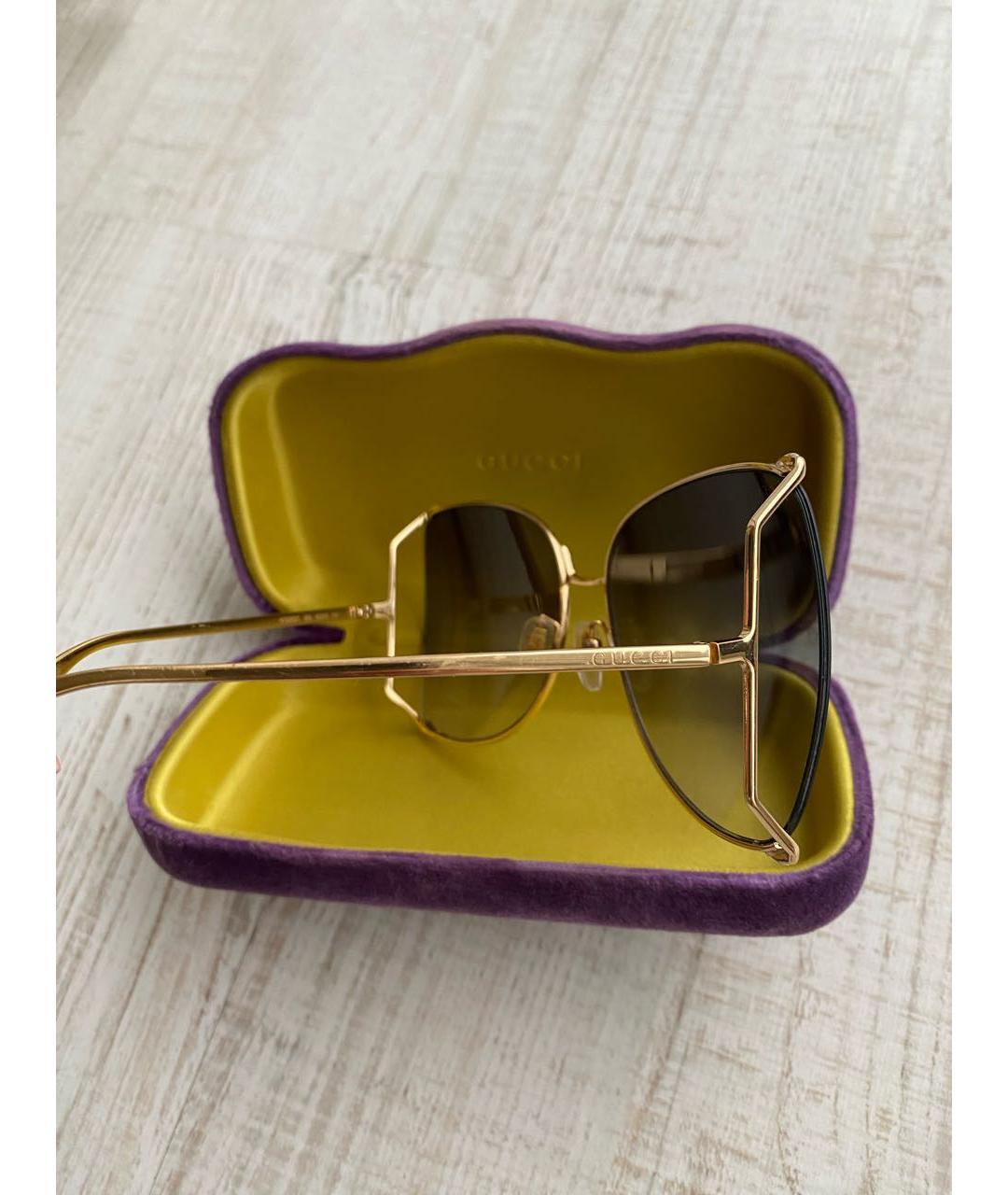 GUCCI Коричневые металлические солнцезащитные очки, фото 2