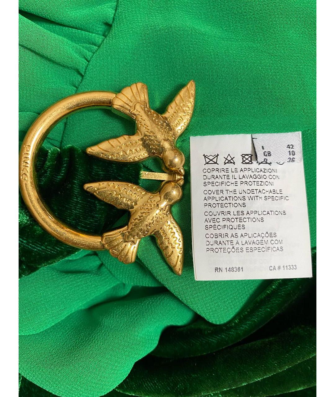 PINKO Зеленые полиэстеровое коктейльное платье, фото 5