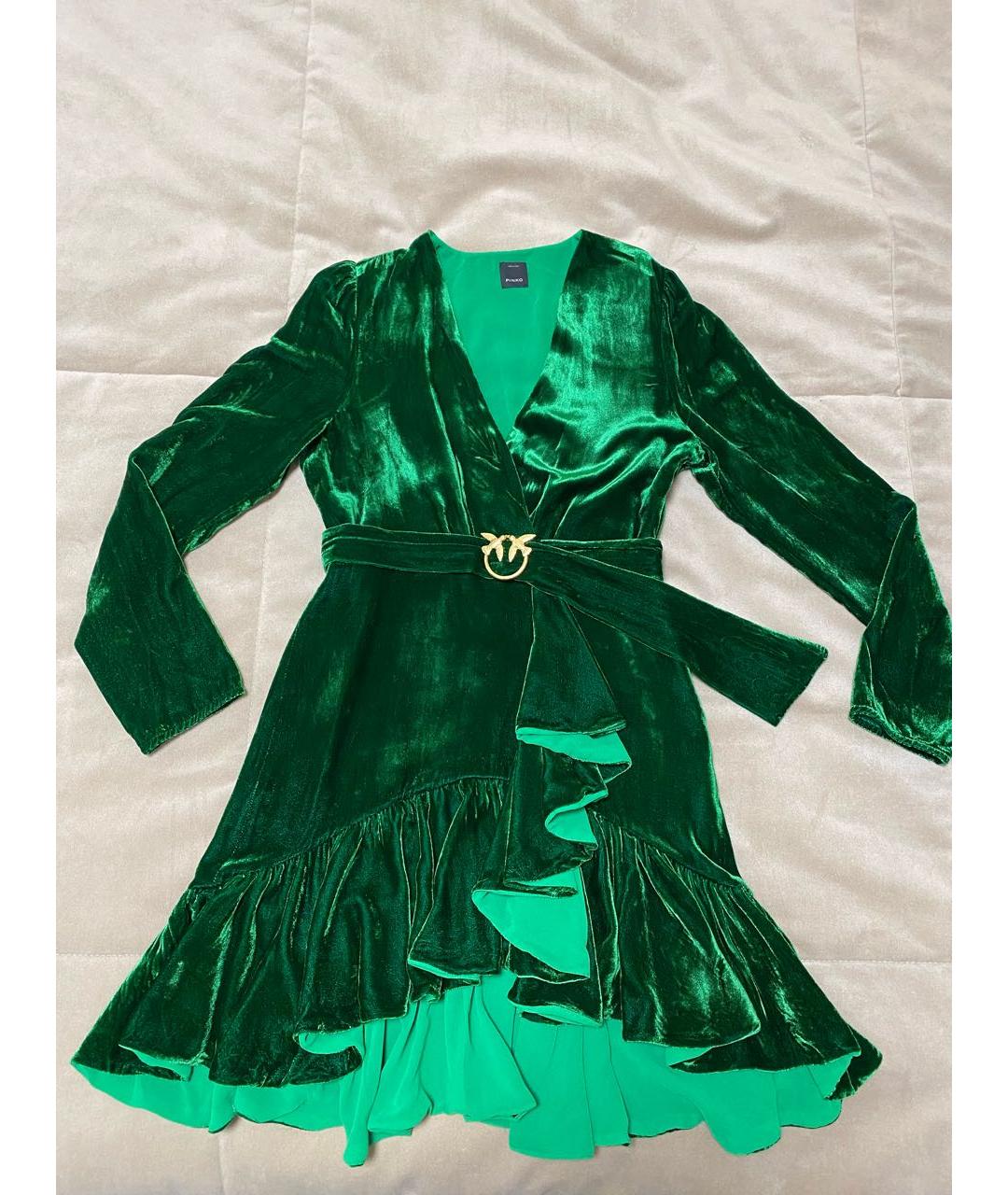 PINKO Зеленые полиэстеровое коктейльное платье, фото 9