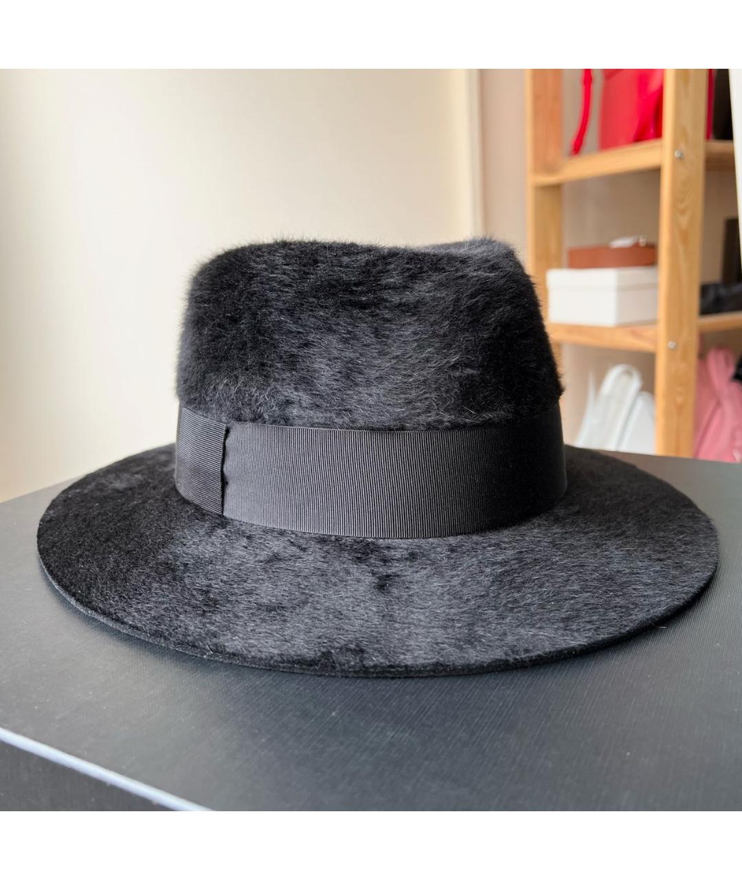 SAINT LAURENT Черная шерстяная шляпа, фото 9