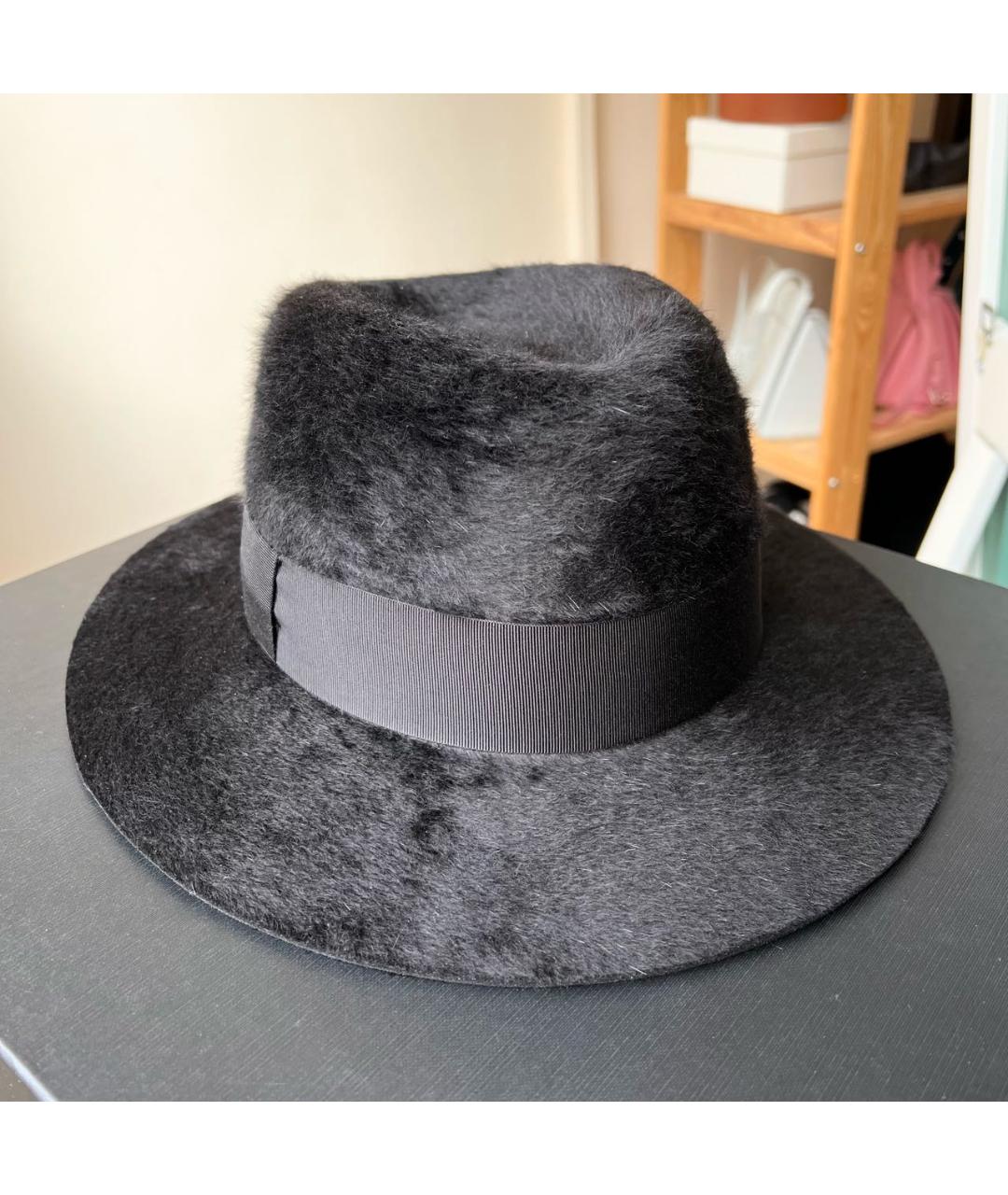 SAINT LAURENT Черная шерстяная шляпа, фото 2