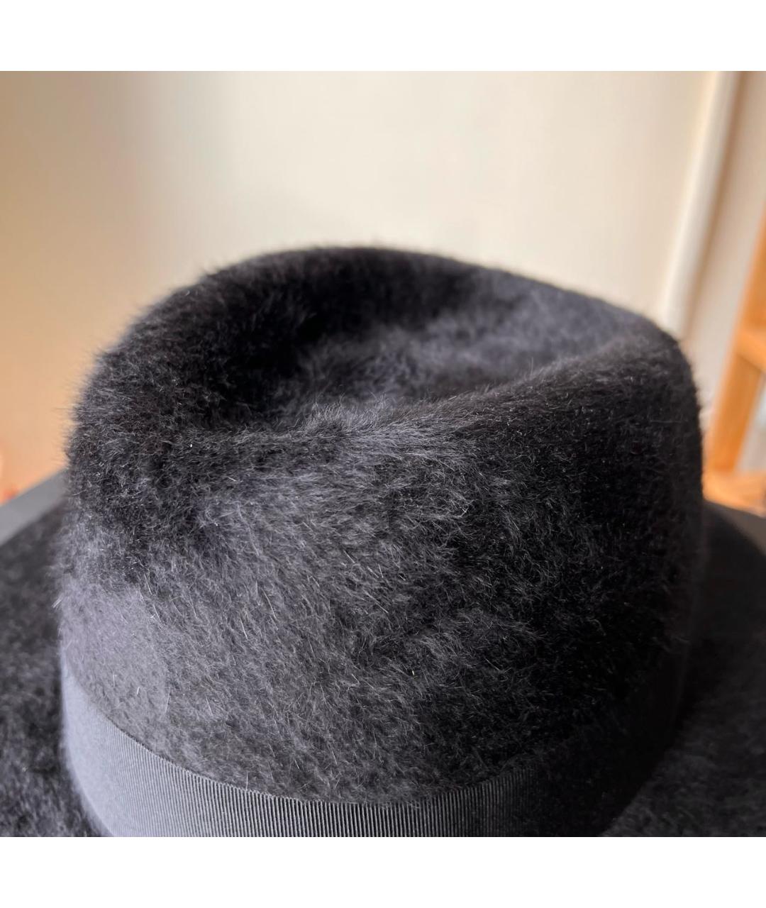 SAINT LAURENT Черная шерстяная шляпа, фото 4