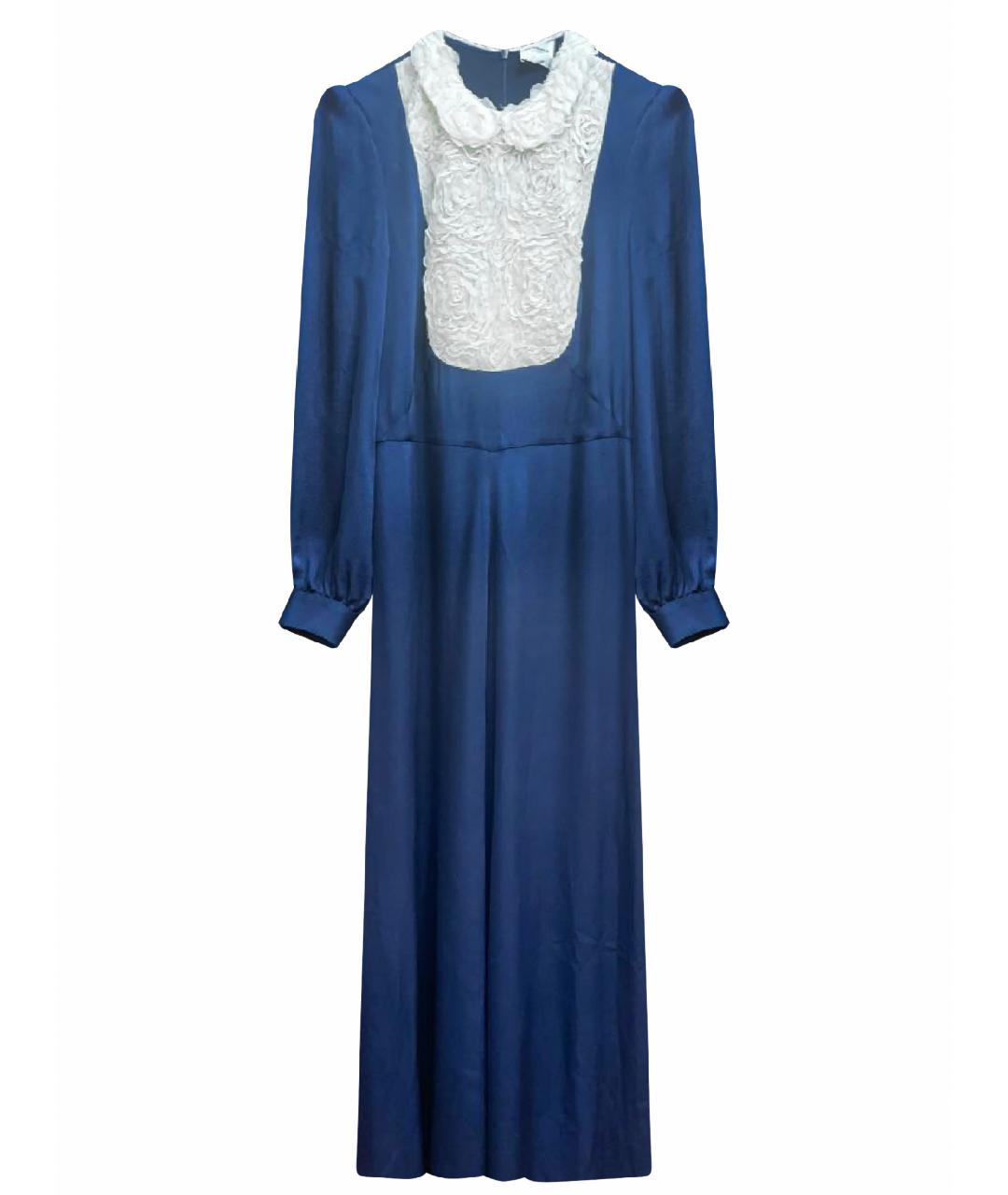 VILSHENKO Темно-синее шелковое вечернее платье, фото 1
