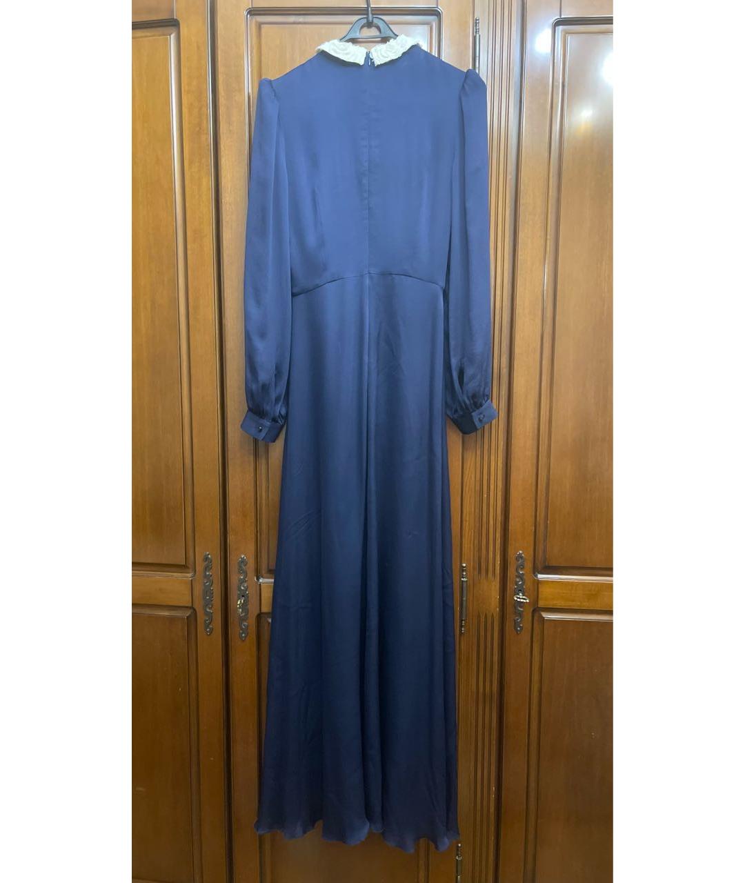 VILSHENKO Темно-синее шелковое вечернее платье, фото 2