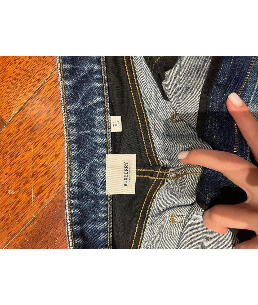 BURBERRY Синяя деним юбка мини, фото 6