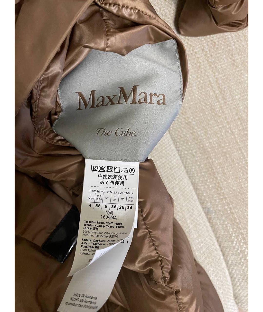MAX MARA Коричневый полиэстеровый пуховик, фото 2