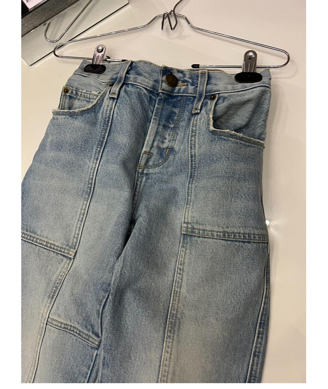 CURRENT/ELLIOTT Голубые хлопковые прямые джинсы, фото 5