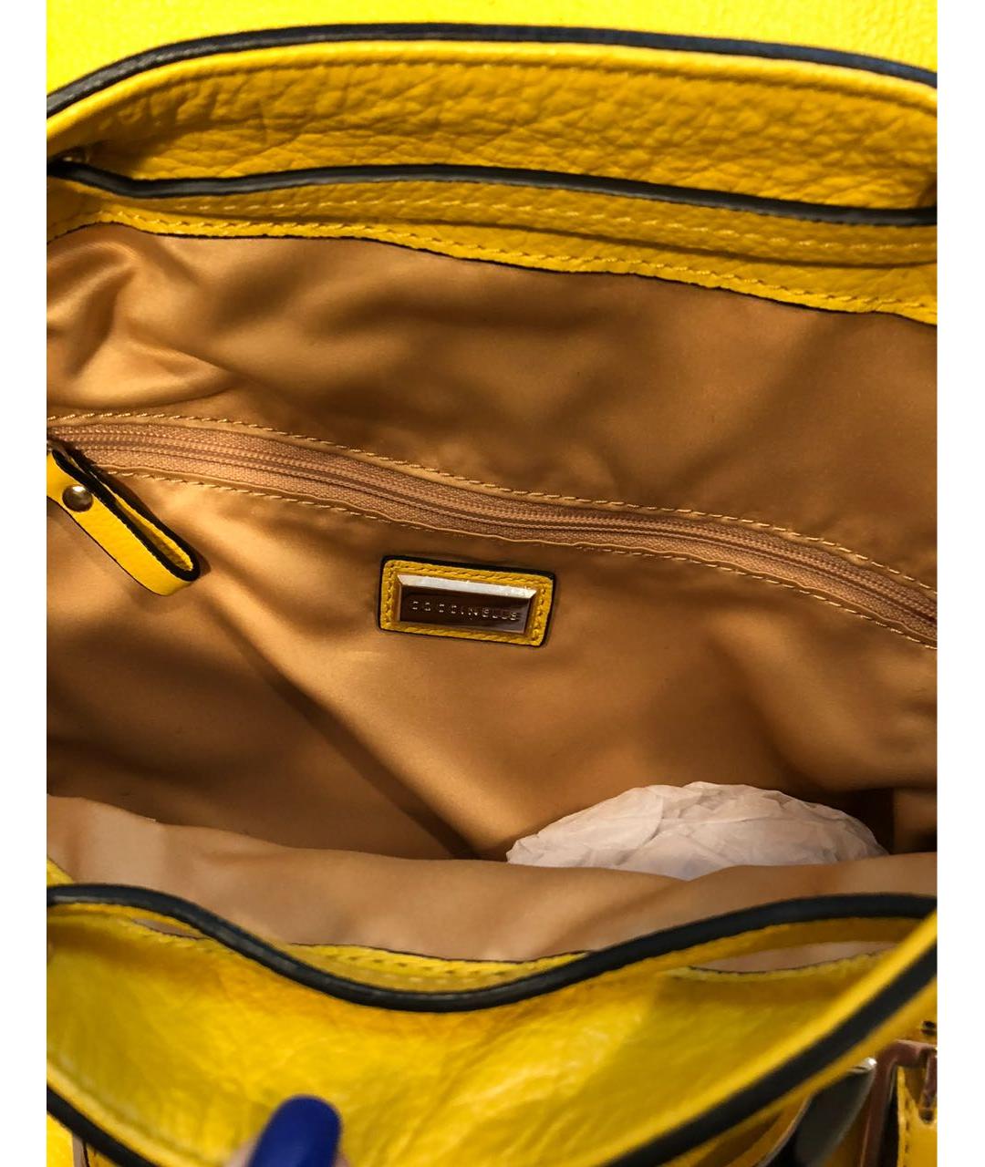 COCCINELLE Желтый кожаный рюкзак, фото 8