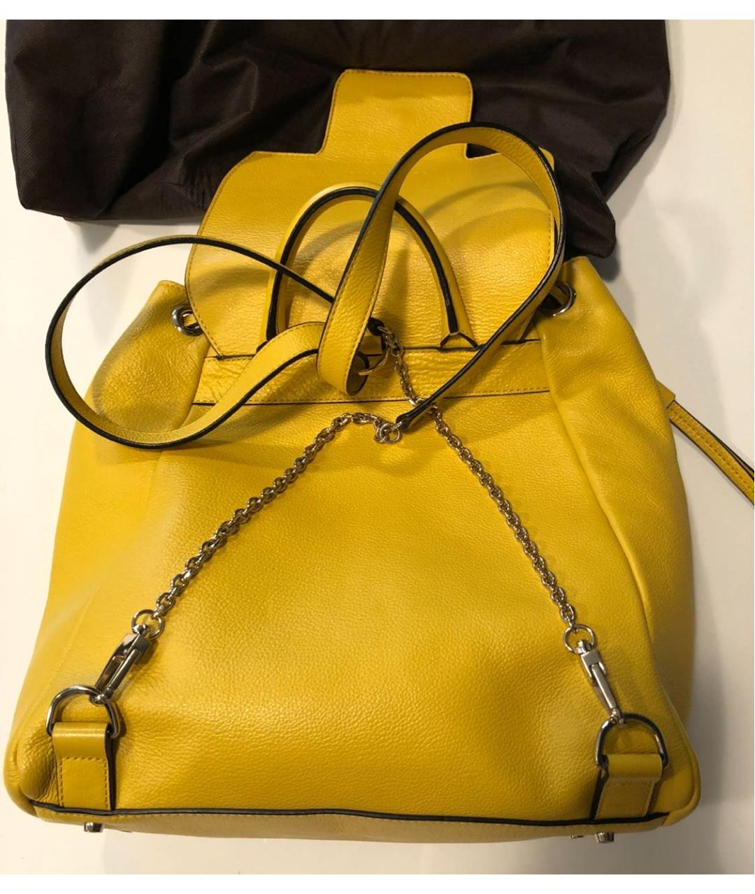 COCCINELLE Желтый кожаный рюкзак, фото 2