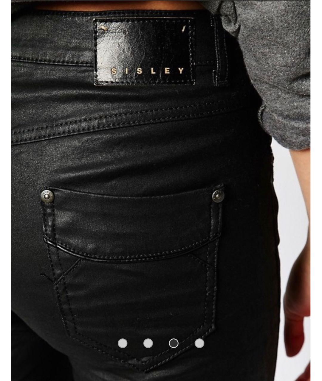 SISLEY - PARIS Черные хлопко-эластановые брюки узкие, фото 5