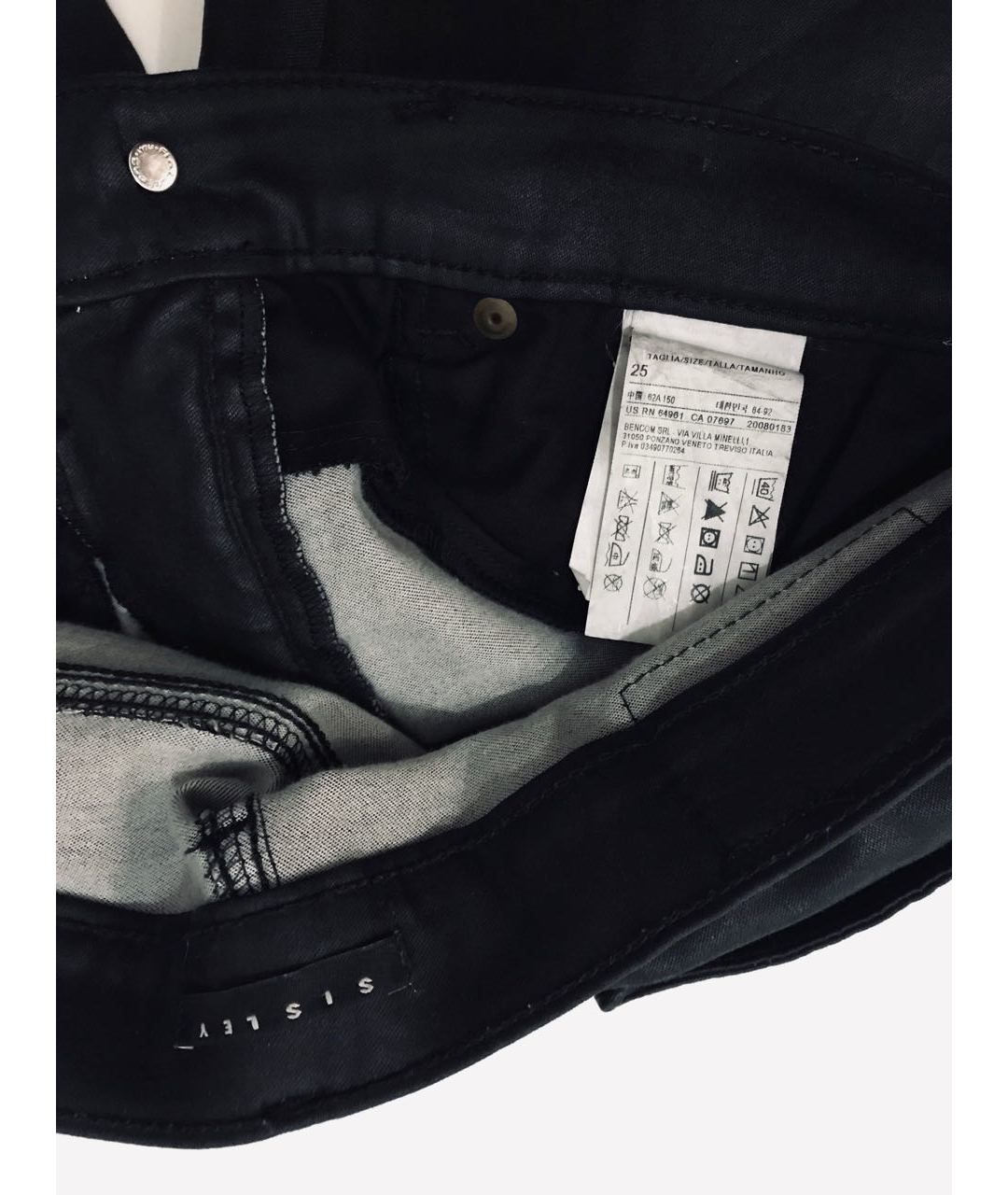 SISLEY - PARIS Черные хлопко-эластановые брюки узкие, фото 7
